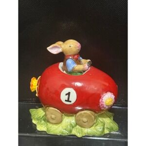 Villeroy & Boch Bunny Rabbit Racing Car Figurine 1748 Easter Spring Decor